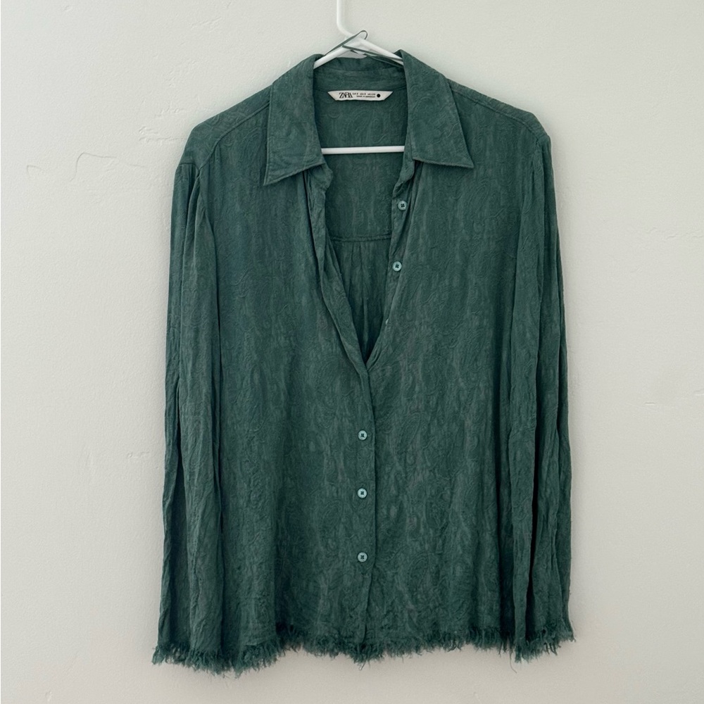 Zara Blueish Green Button Down Shirt